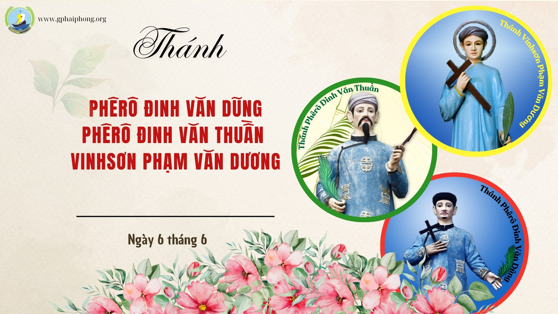 Thánh Phêrô Đinh Văn Dũng, Vinhsơn Phạm Văn Dương, Phêrô Đinh Văn Thuần, tử đạo ngày 06 tháng 6 năm 1862